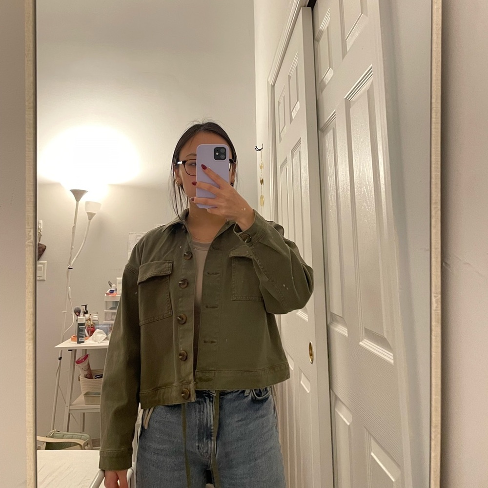 Loft dark green light jacket — size XS